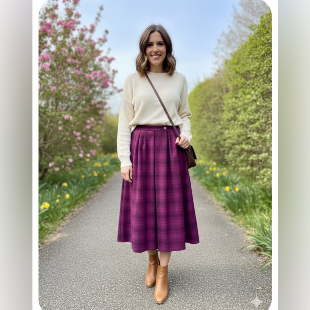 Jentzen Vintage Plaid Pink Skirt bin7
